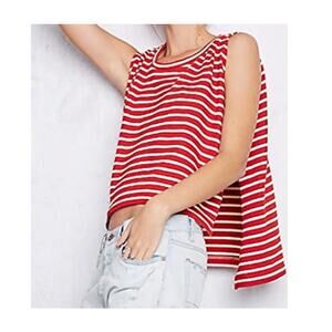 New FREE PEOPLE Tank Top Size XS Madness Striped Muscle Oversized Womens Beachy
